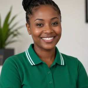 Green Polo Shirt with white striped collars