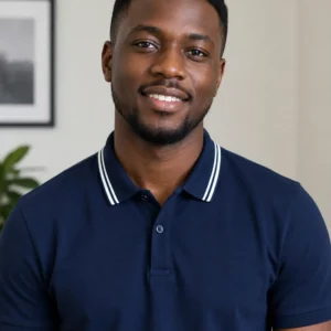Navy Blue Polo Shirt with white striped collars